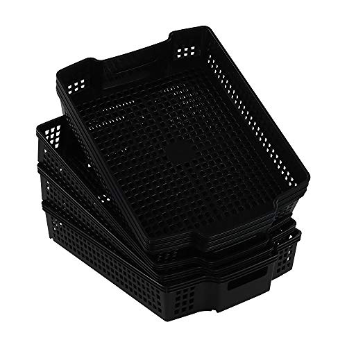 Qqbine Stackable Kitchen Office Desk File Basket Trays, Black, 6 Packs - Image 4