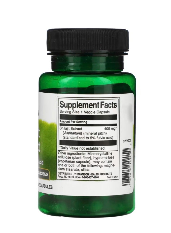 سوانسون مستخلص شيلاجيت 400 مجم 60 كبسولة نباتية - Image 2