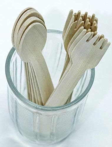 Combo of Disposable Wooden Spoon 50Pc Fork 50Pc for Lunch Dinner FunctionsPartiesWedding Birthdays Travel Great for Parties Bbqs Picnics and Events sw4  - Image 2
