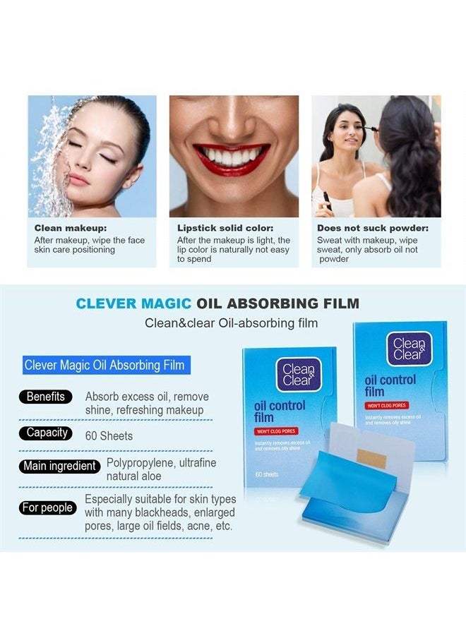 Beauty Kate - Oil Control Film Replacment for Clean & Clear Oil-Absorbing Sheets,6pk(total 360 sheets) Oil Blotting Sheets for Face,9% Larger,Makeup Friendly High-performance Handy Face Blotting Paper for Oily Skin - Image 1