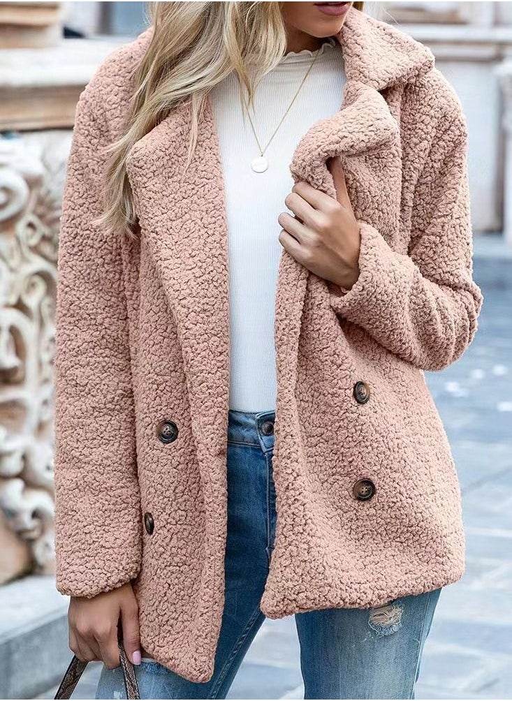 Loquat - Autumn/Winter European Lapel Loose Goat Cake Wool Coat - Image 1