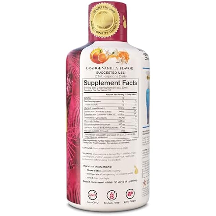Tropical Oasis Joint Complete Premium- Liquid Joint Supplement w/Glucosamine, Chondroitin, MSM, Hyaluronic Acid – for Bone, Joint Health - 96% Max Absorption– 32oz, 32 serv - Image 2