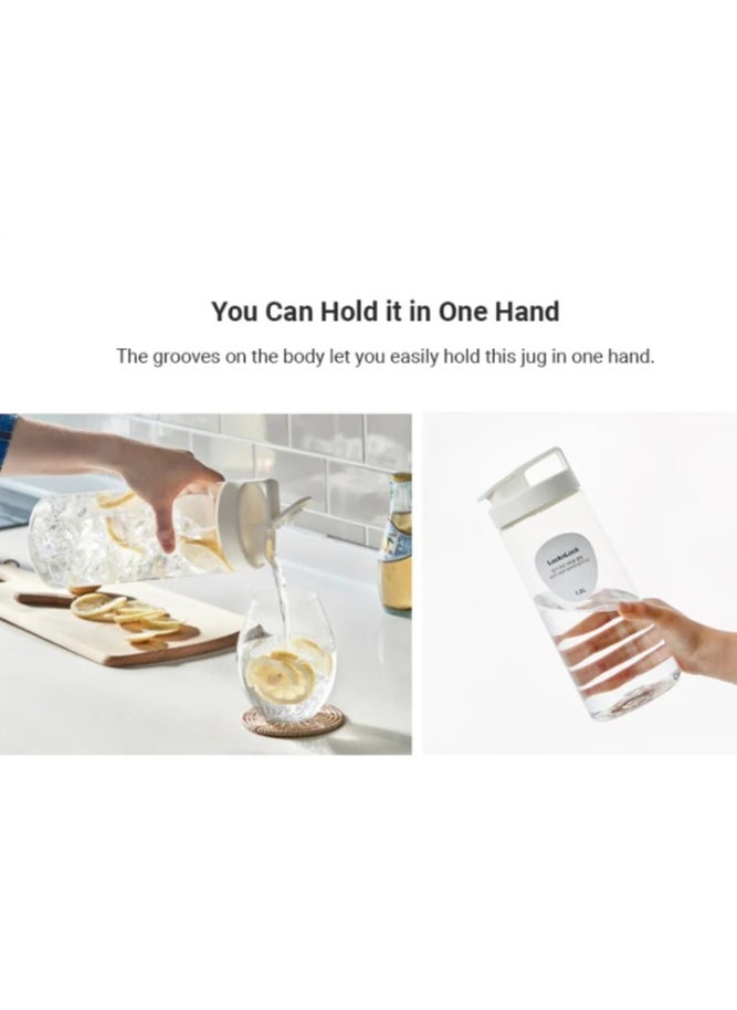 LOCK & LOCK LocknLock 1.2L Easy Grip Water Bottle - Mint, Transparent with Detachable Lid for Fridge and Tabletop Use  - Image 3