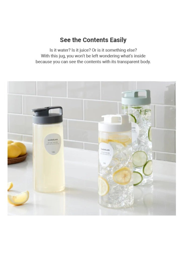 LOCK & LOCK LocknLock 1.2L Easy Grip Water Bottle - Mint, Transparent with Detachable Lid for Fridge and Tabletop Use  - Image 4
