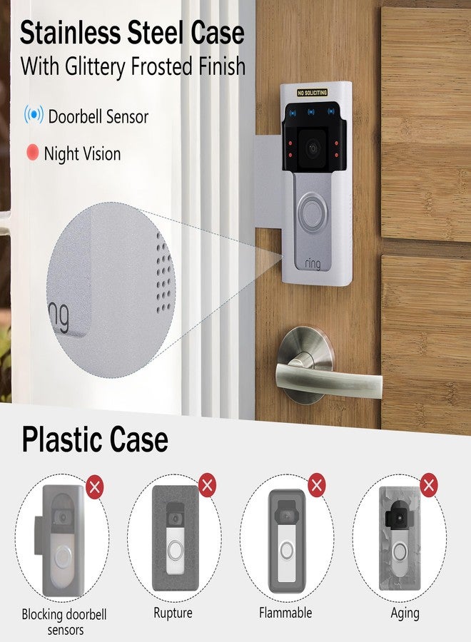 Homalor Anti Theft Ring Doorbell Mount: White Ring Doorbell Door Mount Blink Camera Holder for Apartment Door - Metal Blink Doorbell Case Ring Mount No Drill - Image 3