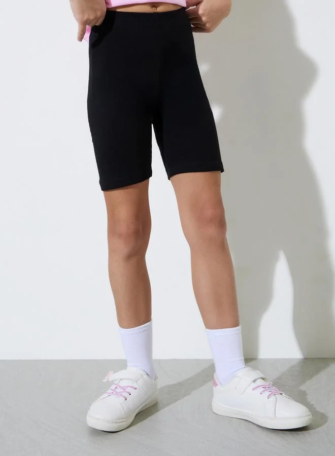 ستايلي Pack of 2 - Girls Black Knitted Cycling Shorts