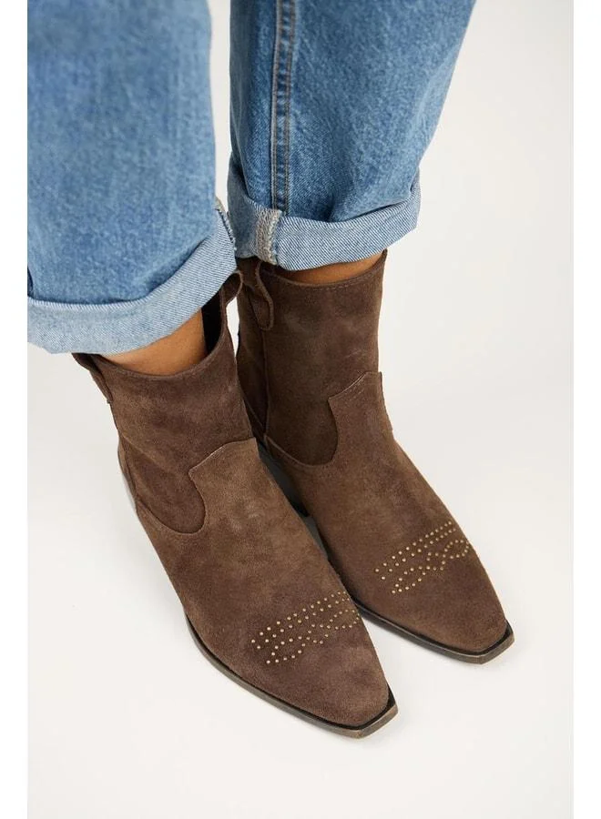 Manijero  (Gona) Women's Genuine Leather Front Treaded Cowboy Coffee Boot. for Women | Best Price UAE