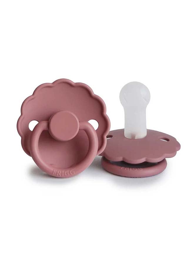 FRIGG لهاية FRIGG Daisy سيليكون للأطفال 0-6 أشهر 2-Pack خشب الأرز/ورقة زنبق - الحجم 1 - Image 1