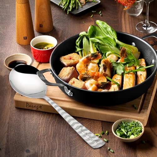 Parage 2 Pieces Stainless Steel Serving Spoon, Big Spoons Set, Silver, Arrow Design Cutlery, 21 cm - Image 2