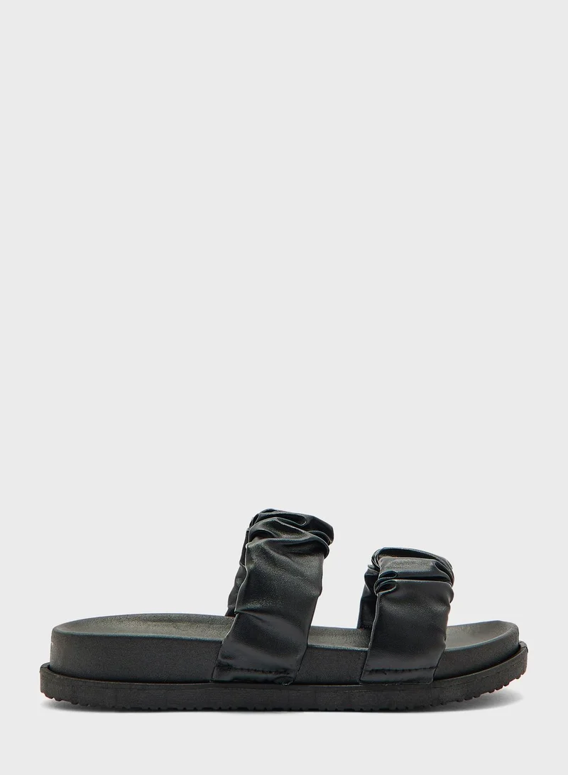 Ginger Double Strap Faux Leather Slide
