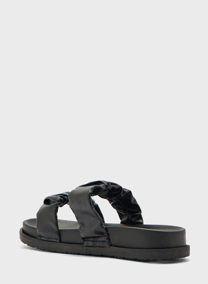 Ginger Double Strap Faux Leather Slide