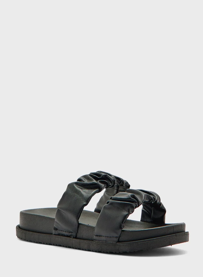 Ginger Double Strap Faux Leather Slide