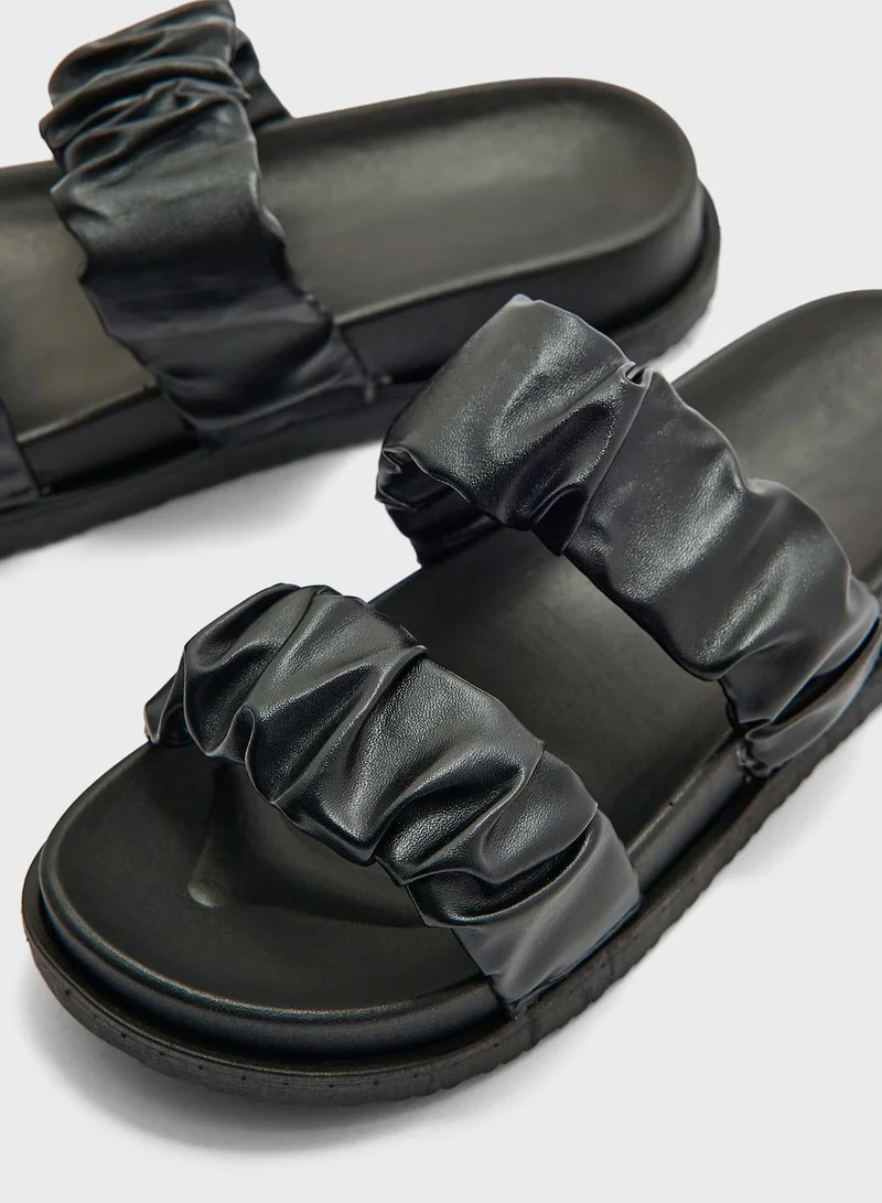Ginger Double Strap Faux Leather Slide