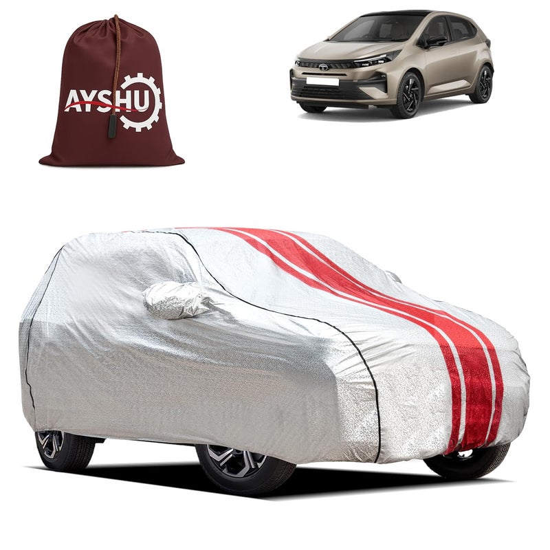 ASHU AYSHU Waterproof Car Cover Compatible with Tata Altroz | Mirror & Antenna Pocket | Anti-Scratch Soft Cotton Inner Layer | Triple Stitched | Heat Resistant Metallic Silver | All-Weather Protection - Image 1