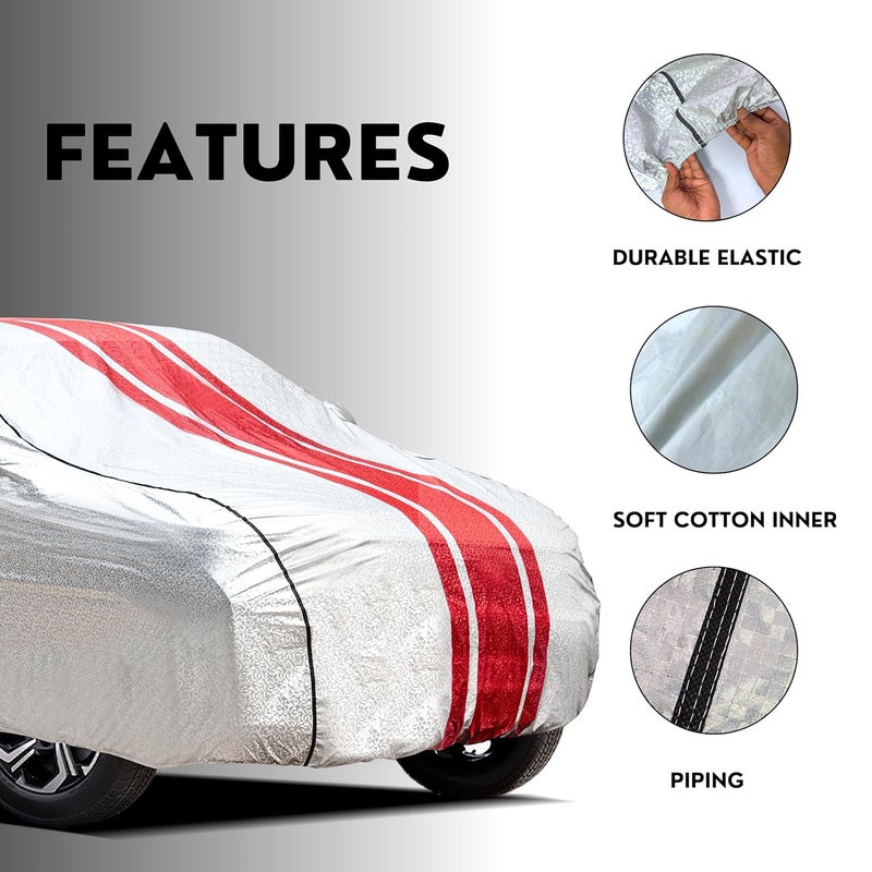 ASHU AYSHU Waterproof Car Cover Compatible with Tata Altroz | Mirror & Antenna Pocket | Anti-Scratch Soft Cotton Inner Layer | Triple Stitched | Heat Resistant Metallic Silver | All-Weather Protection - Image 5