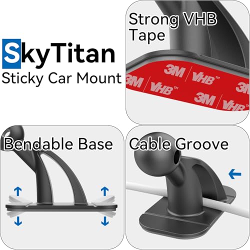 SkyTitan 4 Pack Sticky 17mm Ball Mount for Car Mount Adhesive Replacement Magnetic Phone Holder MagSafe Mounting Base Dashboard Sticker 3M VHB Tape - Image 4