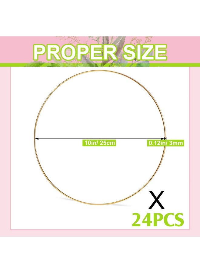 Sratte 24 Pcs Metal Floral Hoop Macrame Gold Rings Metal Hoops Bulk for Crafts Metal Circle for DIY Wedding Birthday Wreath, Dream Catchers, Wedding Wall Hanging Decor (10 Inch) - Image 5