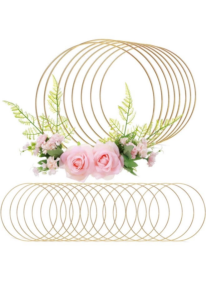Sratte 24 Pcs Metal Floral Hoop Macrame Gold Rings Metal Hoops Bulk for Crafts Metal Circle for DIY Wedding Birthday Wreath, Dream Catchers, Wedding Wall Hanging Decor (10 Inch) - Image 1