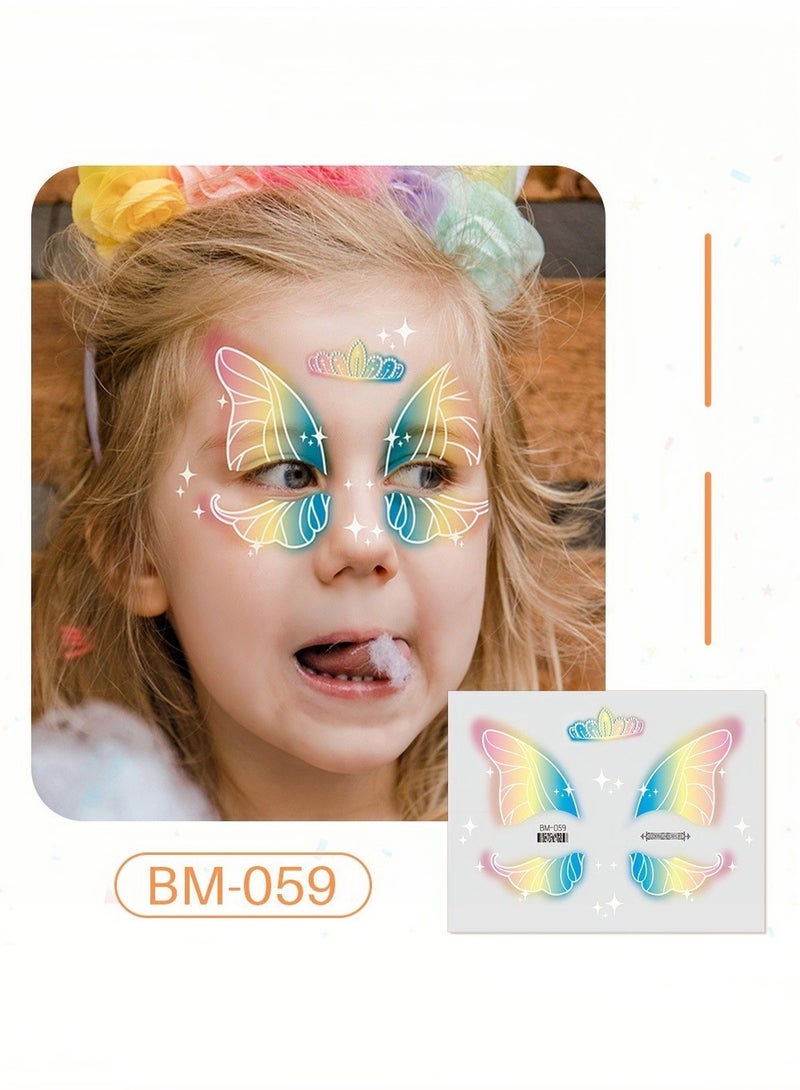8 Sheets Kids Face Tattoos, Animal Fake Face Tattoos for Boys and Girls, Butterfly Bunny Stickers, Kids Face Painting Stickers, Birthday Festival Makeup Stickers Party Gifts - Image 2