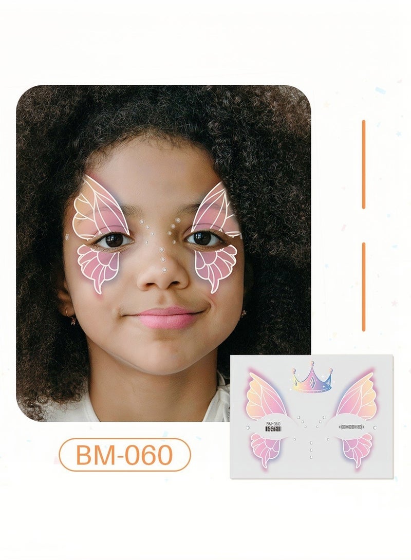 8 Sheets Kids Face Tattoos, Animal Fake Face Tattoos for Boys and Girls, Butterfly Bunny Stickers, Kids Face Painting Stickers, Birthday Festival Makeup Stickers Party Gifts - Image 3