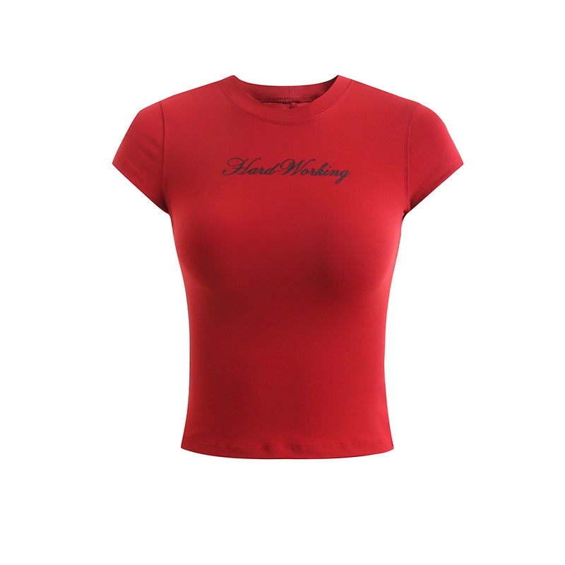 Retro Chic Red Slim Fit T-shirt Womens 4204 Red