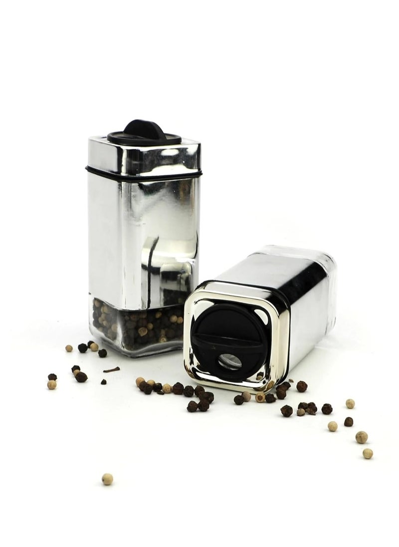 Stainless Steel Square Salt and Pepper Shaker Set with Swivel Head
