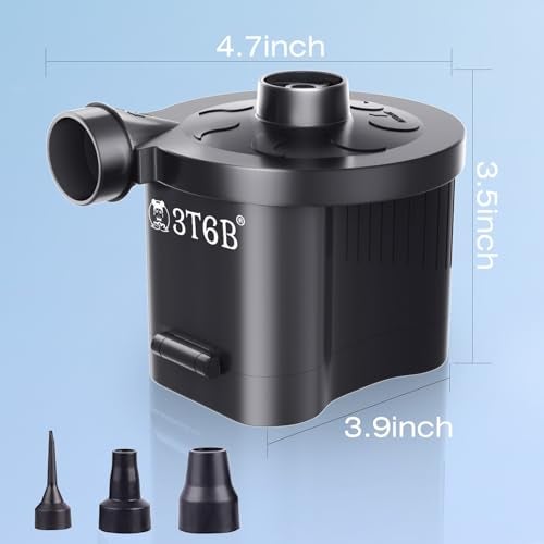 3T6B Electric Air Pump for Inflatables Battery Powered Wireless Air Pump for Mattress with 3 Nozzles QuickFill Blower InflatorDeflator for Outdoor Camping Air Mattress Inflatable Couch Pool Toy - Image 3