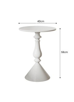 Old_Feller Vintage Sofa Side Table Living Room Coffee Table Household Vintage Candlestick End Table Round Table White 40*58cm  - Image 3
