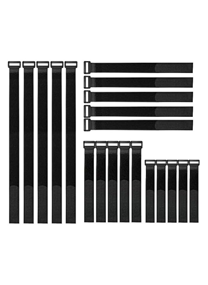 PROMASS Reusable Cable Ties Set of 20, Fastening Hook Loop Rope Cable Straps with Buckles, Adjustable Nylon Velcro Cord Organizer Wire Ties for Organizing Home Office Data Centers  - Image 1