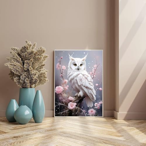 AIBOERL Owl Diamond Art Kits for Adults,Flower 5D Diamond Painting Kits for Adults Beginners,DIY Full Round Drill Diamond Dot Painting Gem Art Kits for Adult, Home Wall Decor 12x16Inch - Image 3
