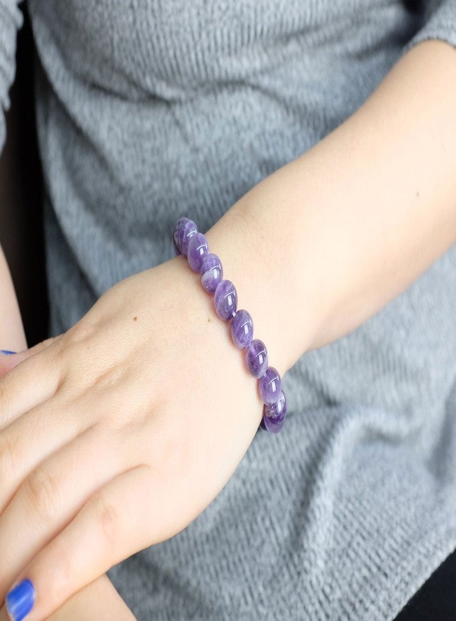 Falari 10mm Natural Stone Stretch Bracelet Amethyst B0246-AM - Image 3