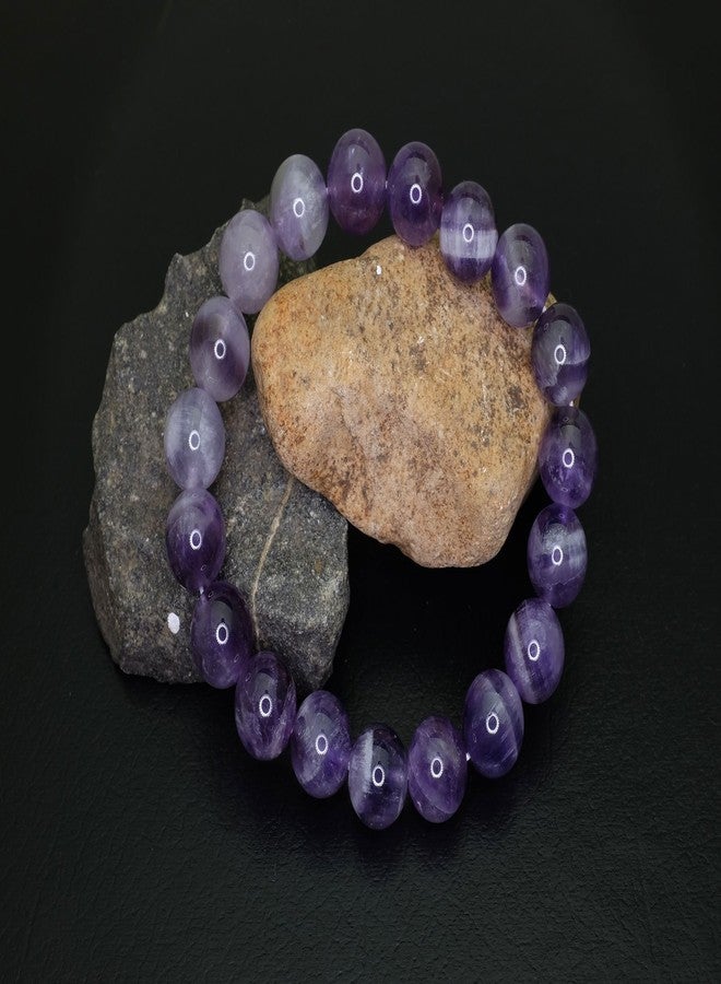 Falari 10mm Natural Stone Stretch Bracelet Amethyst B0246-AM - Image 2