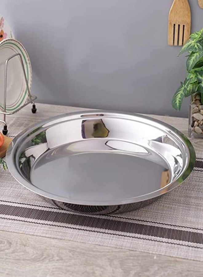 AnNafi Stainless Steel Pie Dish 16 Inch Metal | Indian Parat Parant Pie Plate Dough Maker Atta Mixer Kneader | Deep Kneading Plate Kitchen-Dining Utensils | Tart, Quiche & Pizza Pans - Image 3