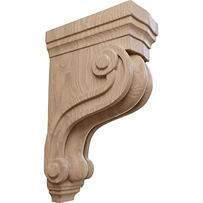 COR03X06X10TSGM BOSTON TRADITIONAL SCROLL WOOD CORBEL, 3 3/8"W X 6 1/2"D X 10 1/2"H, MAHOGANY - Image 1