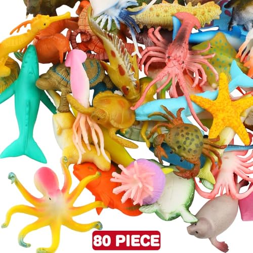 Yeonhatoys Yeonha Toys Ocean Sea Animals 80 Pcs Mini Underwater Sea Life Toys Set Sea Animal Learning Toys for Boys and Girls Early Childhood Education Gifts Parties Prizes Pretend Ocean Animals - Image 5