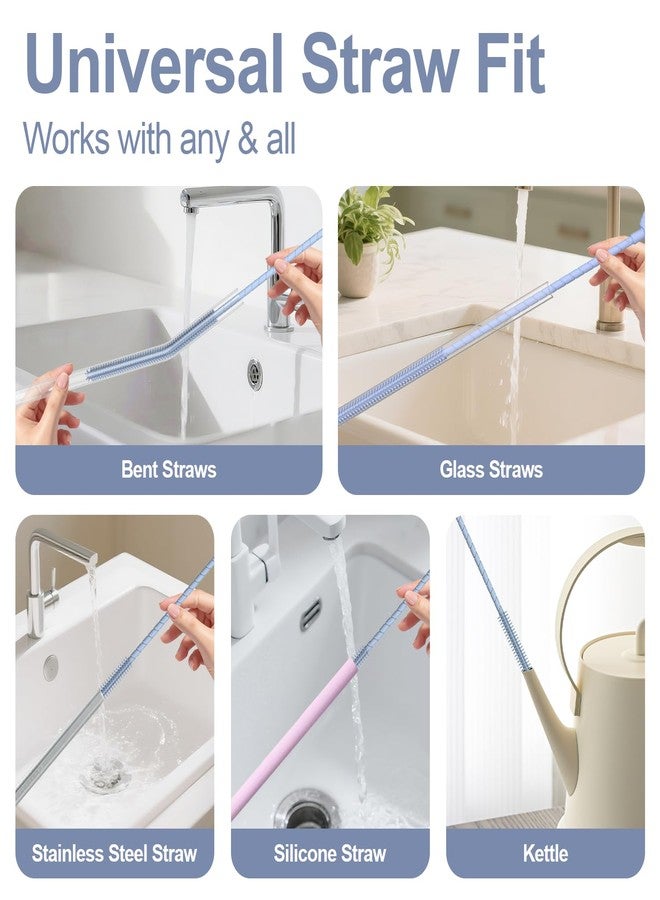 YOTIME Silicone Straw Cleaner Brush, 2 Pcs Reusable Straw Brush(6mm+9mm) for Cleaning Narrow & Wide Straws, Tumblers, Blue - Image 5