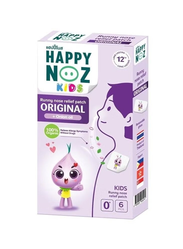 Happy Noz Kids Original Organic Onion Patch – Runny Nose & Allergy Relief, 12h Long Lasting Aromatherapy (6 Pcs) - Image 1