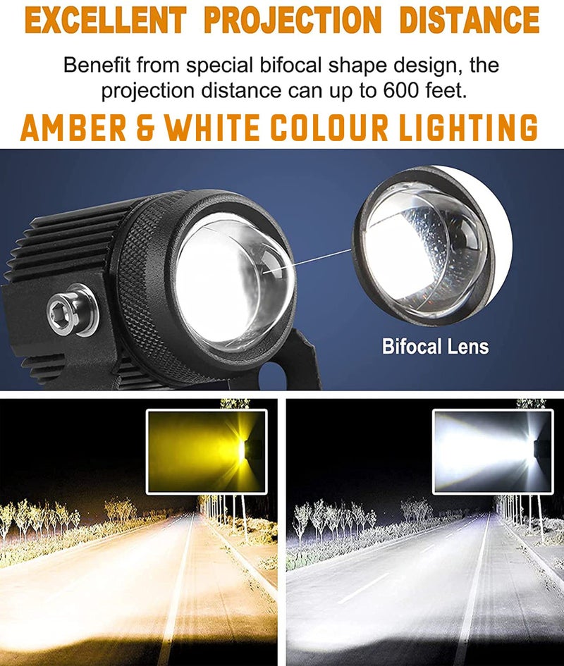Asryd Mini LED Driving light pods 2 Inch LED Driving Lights Dual Fuction Amber & White Color Fog Lights Spot Beam (2Pcs) For Tata Hexa - Image 2