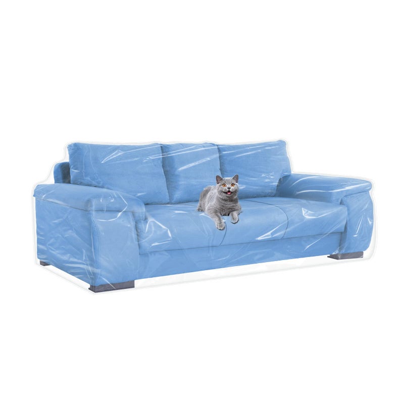 Jassoka Jassoka Plastic Couch Cover for Furniture Clear Thicker Plastic Sofa Cover Moving Antiscratch Couch Protector for Cats Vinyl Slipcover Heavy Duty Waterproof Couch Covers 