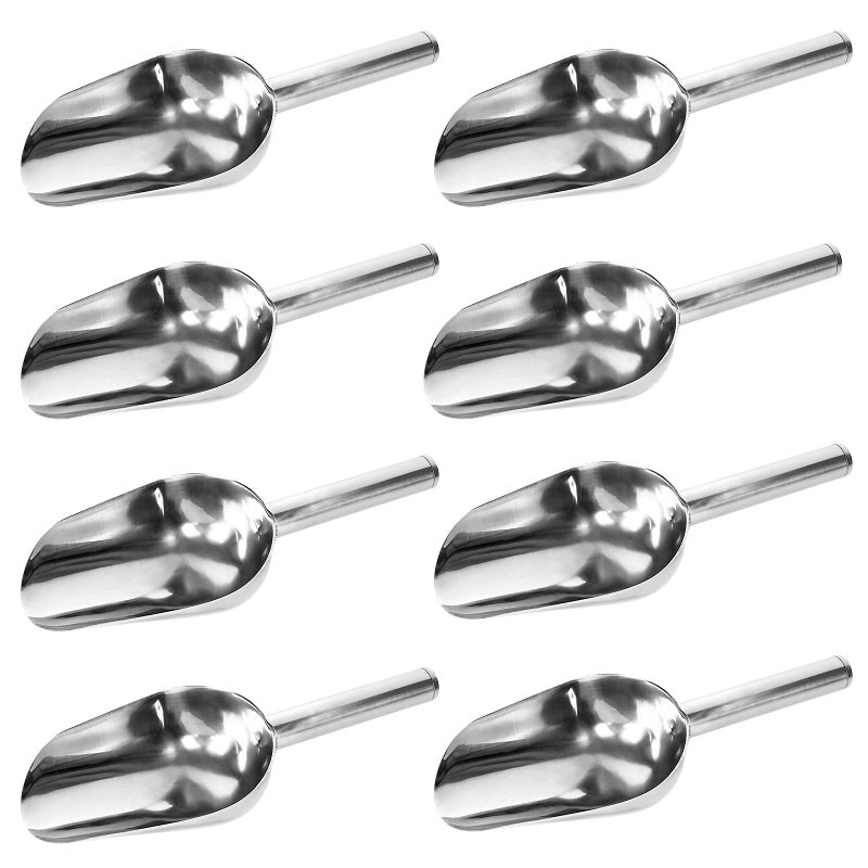 CYEAH 6 OZ Stainless Steel Ice Scoop for Freezer 8 Pcs Metal Ice Scoop for Dry Goods Small Ice Scoops for Canisters Ice Cube Candy Flour Sugar Rust Free Scoops for Food in Kitchen Pantry