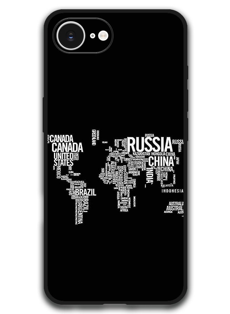 Theodor Case Compatible with Apple iPhone 17e / 16e 6.1 Inch Protection Shockproof Bumper Cover - Written World Map - Image 1
