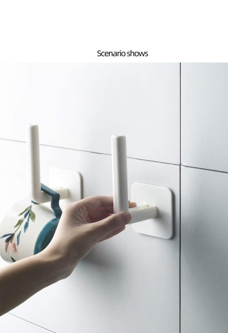 ATOOZED Multi-Functional Kitchen Wall Mount Pot Lid Rack Paper Towel Holder Plastic Wraps Hook Cabinet Storage Rack (Pack of 2- Multicolor) - Image 5