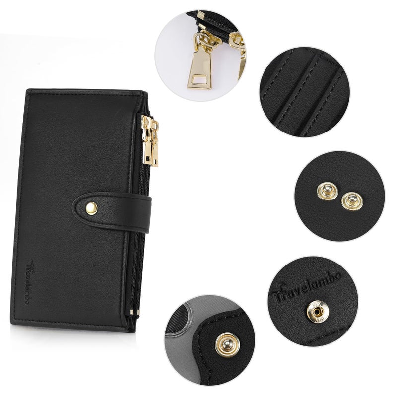 Travelambo Leather Wallets for Women Slim RFID Blocking Bifold Credit Card Holder Wallet - Image 4