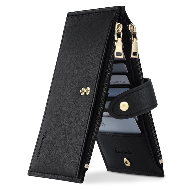 Travelambo Leather Wallets for Women Slim RFID Blocking Bifold Credit Card Holder Wallet - Image 1
