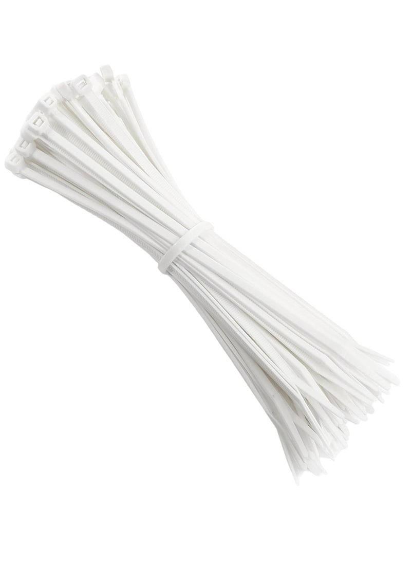 Loquat Cable Ties 200mm x 5mm - White Nylon Zip Tie Wrap - Self-Locking for Home, Office, Garden, Garage, and Workshop (Pack of 100) - Image 1