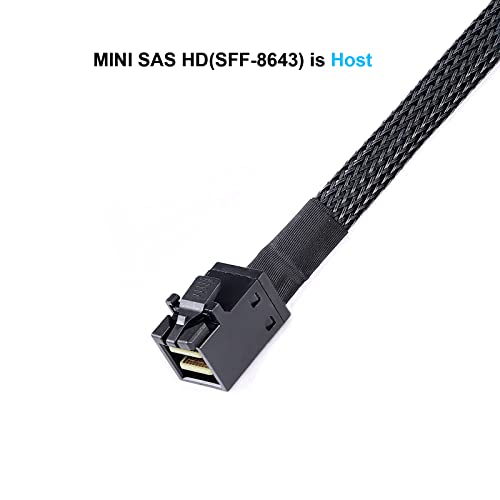 ADCAUDX كابل ADCAUDX Mini-SAS إلى SAS: 0.5M SFF-8643 إلى SAS SFF-8643 إلى موصل SFF-8482 4X SFF-8482 مع كابل محول طاقة SATA (1.6 قدم) - Image 2