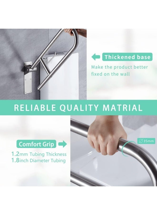 Stainless steel folding safety toilet grab bars with paper holder – a supportive aid for the elderly and people with disabilities in the bathroom - Image 3