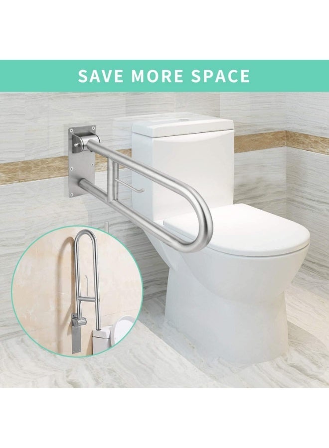 Stainless steel folding safety toilet grab bars with paper holder – a supportive aid for the elderly and people with disabilities in the bathroom - Image 4