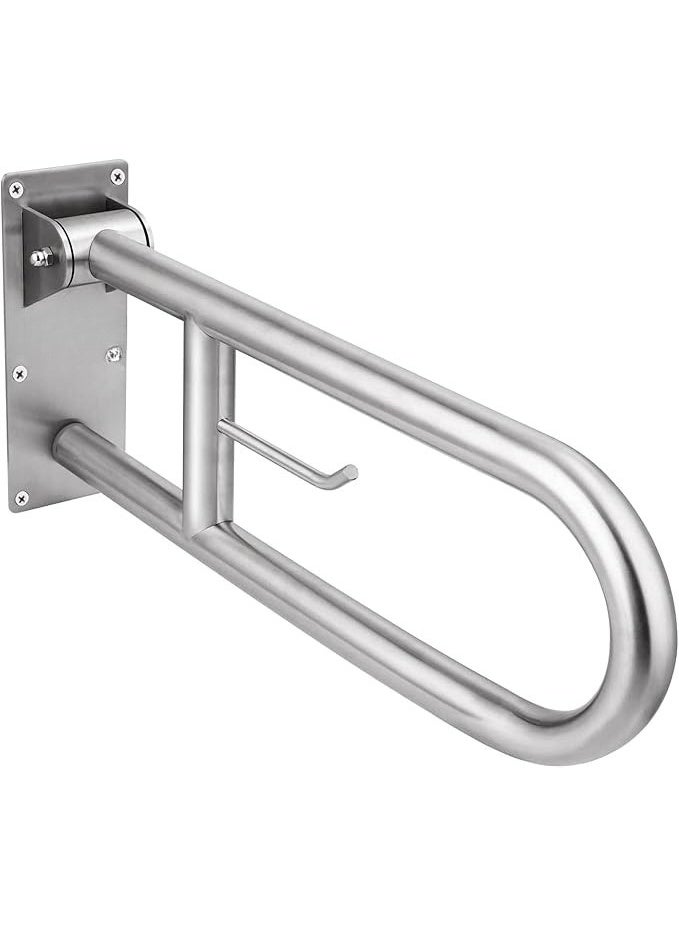 Stainless steel folding safety toilet grab bars with paper holder – a supportive aid for the elderly and people with disabilities in the bathroom - Image 1