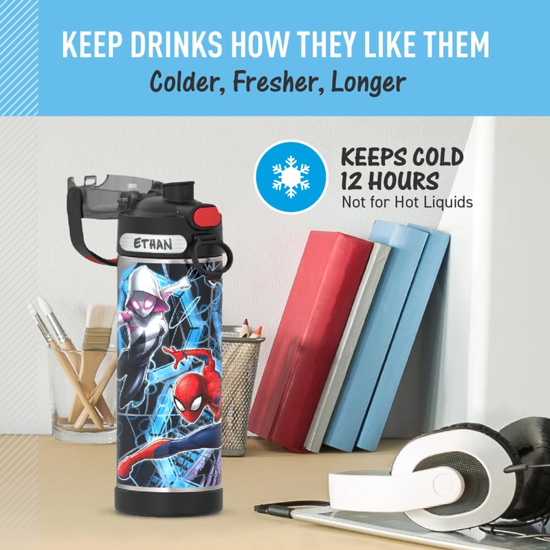 THERMOS زجاجة ثيرموس فنتاينر سعة 16 أونصة من الفولاذ المقاوم للصدأ مع غطاء واسع، سبايدرمان - Image 5